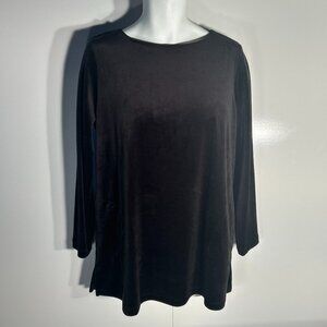 Pure Jill SZ L Black Velvet Top Elevated Basic Old Money Whimsigoth Comfy